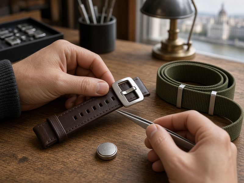 Strap fitting at Faircompass Studio